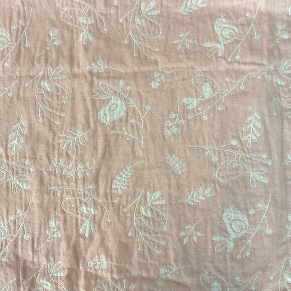 Peacock Alley Bird Print Baby Girls Blanket Pink & White Cotton Made In Portugal - Picture 4 of 8